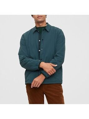 GAP Nylon Snap Button Point Collar Lightweight Navy Blue Coach Jacket